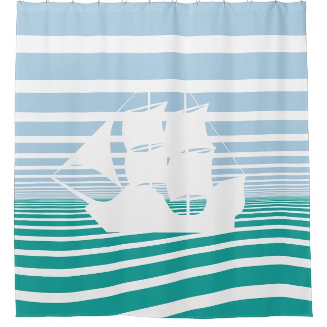 Sailing ship shower curtain (Front)