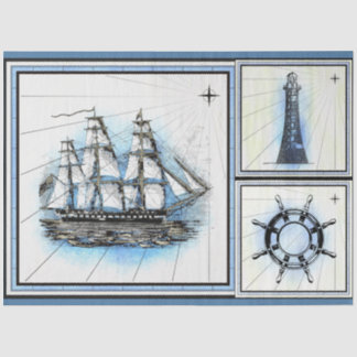 Sailing Ship Vintage Artistic Decoupage Tissue Paper