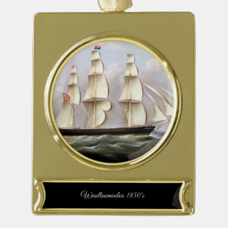 Sailing Ship Woolloomooloo 1850 Gold Plated Banner Ornament