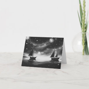 Sailing Ships and Comets B&W Card