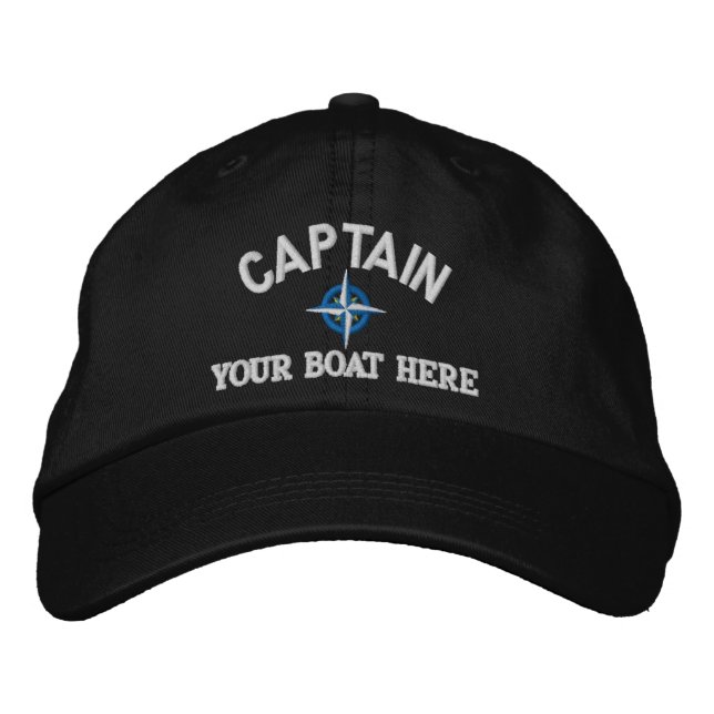 Sailing ships compass boat captains embroidered hat (Front)