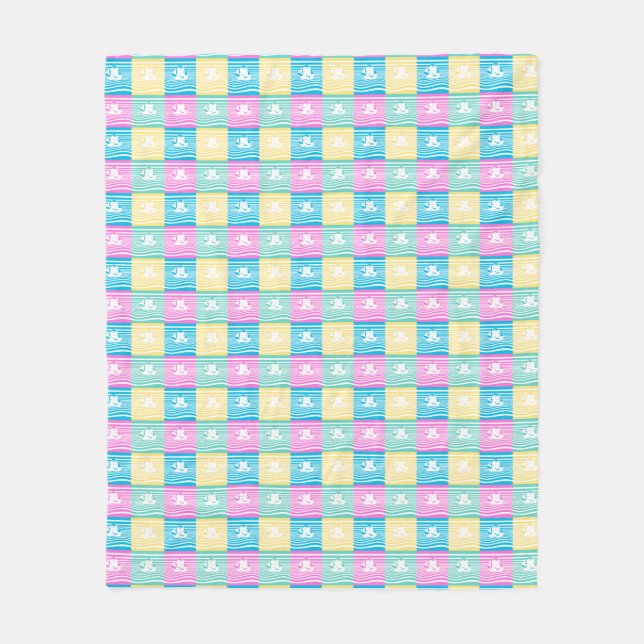 Sailing ships pattern fleece blanket (Front)