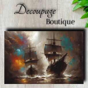 Sailing Ships Storm Decoupage Tissue Paper