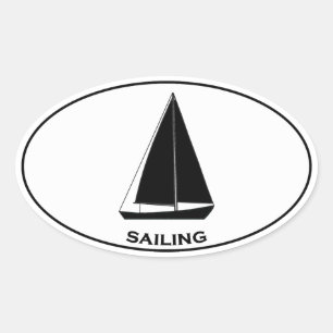 Sailing Sloop Sailboat Oval Logo Sticker