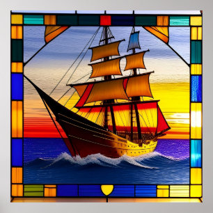 🌅 Sailing Sunset Accent For Nautical Home Spaces  Poster