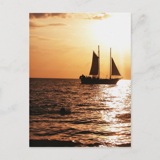 SAILING SUNSET, MONTEGO BAY, JAMAICA POSTCARD (Front)