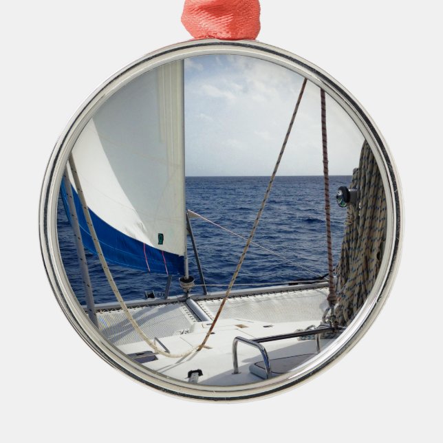 Sailing the Carribean Metal Tree Decoration (Front)