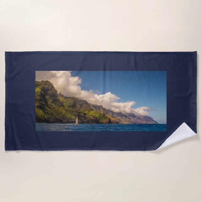 Sailing The Coastline Beach Towel (Front)