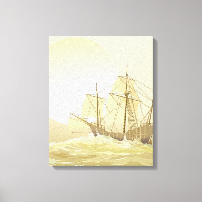 Sailing the Sea  Gold Sunset Canvas Print (Front)