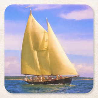 Sailing The Sound Square Paper Coaster