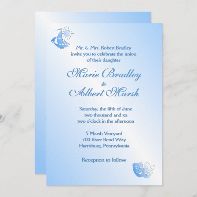 Sailing Theatre Wedding  Invitation (Front/Back)