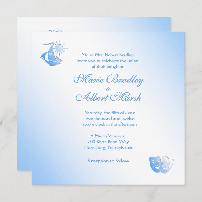 Sailing Theatre Wedding  Invitation (Front/Back)