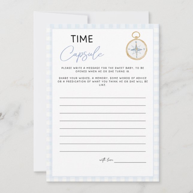 Sailing Themed Baby Shower Game - Time Capsule  (Front)