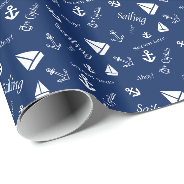Sailing Themed Gift Wrap Wrapping Paper Nautical (Roll Corner)