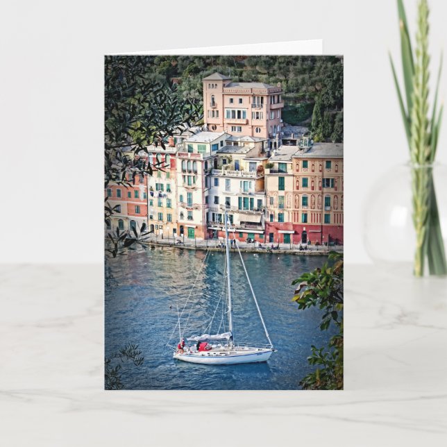 Sailing to Portofino, Italia Greeting Card (Front)