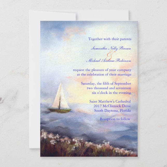 Sailing Together Beach Wedding Invitation (Front)