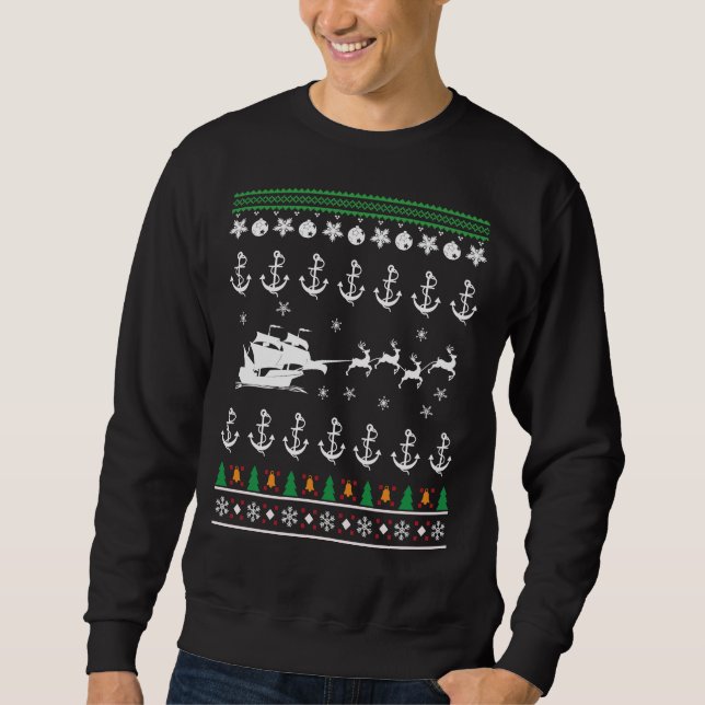 Sailing Ugly Christmas Sweatshirt (Front)