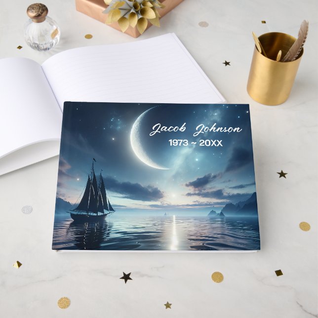 Sailing Under a Crescent Moon Guest Book (Front Open)