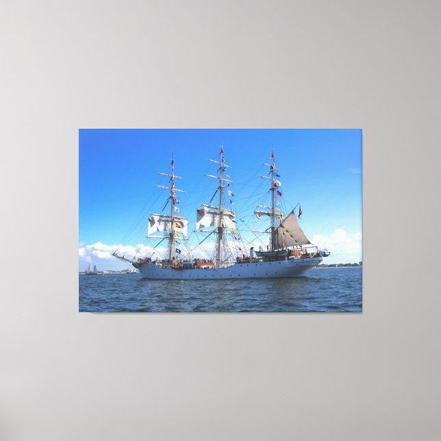 Sailing Vessel Flying Flags Canvas Art (Front)
