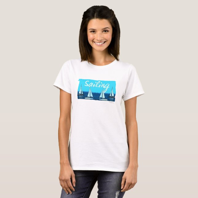 Sailing Vintage Style Cartoon T-Shirt (Front Full)