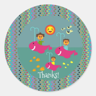 Sailing with baby first birthday party classic round sticker