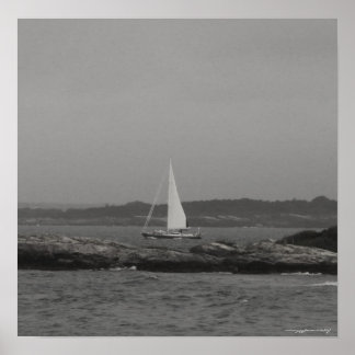 Sailing yacht black and white photography poster