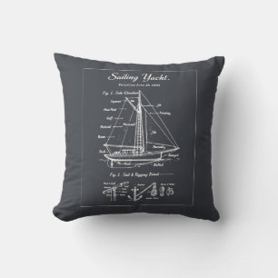 Sailing Yacht Blueprint Cushion