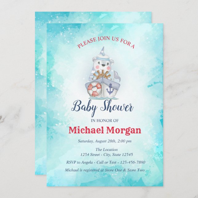 Sailor,Ahoy It's a BOY Sea Baby Shower Invitation (Front/Back)