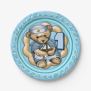 Sailor Bear 1 Year old Birthday   paper plates