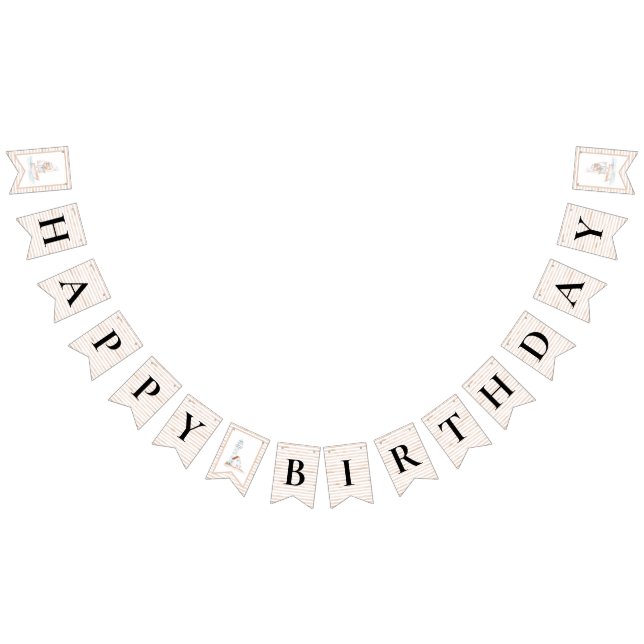Sailor Bear Tan Stripe Birthday Bunting Flags (All)