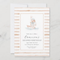 Sailor Bear Tan Stripe Birthday