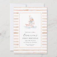 Sailor Bear Tan Stripe First Birthday
