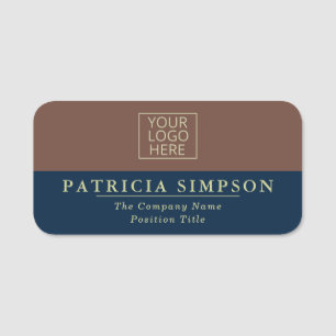 Sailor Blue and Chocolate Brown Stylish Name Tag