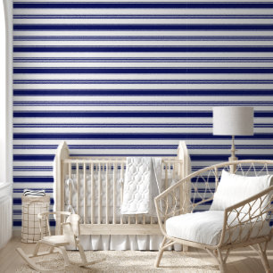 Sailor Blue and White Stripes (large scale) Wallpaper