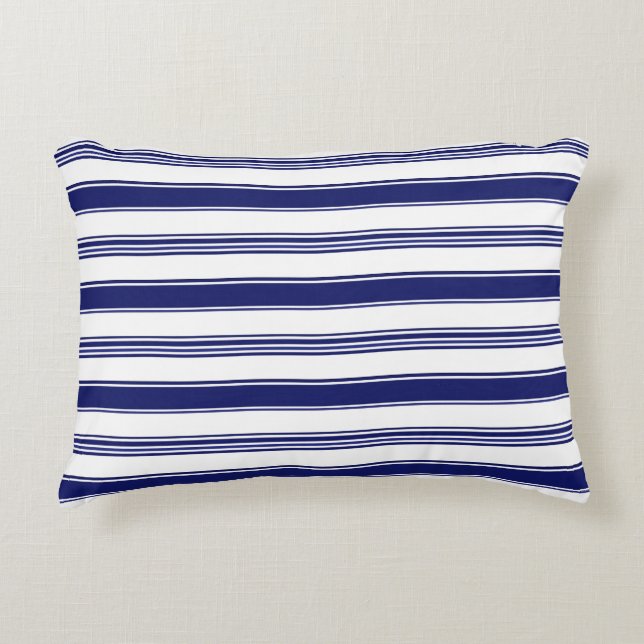 Sailor Blue Horizontal Stripes Decorative Cushion (Front)
