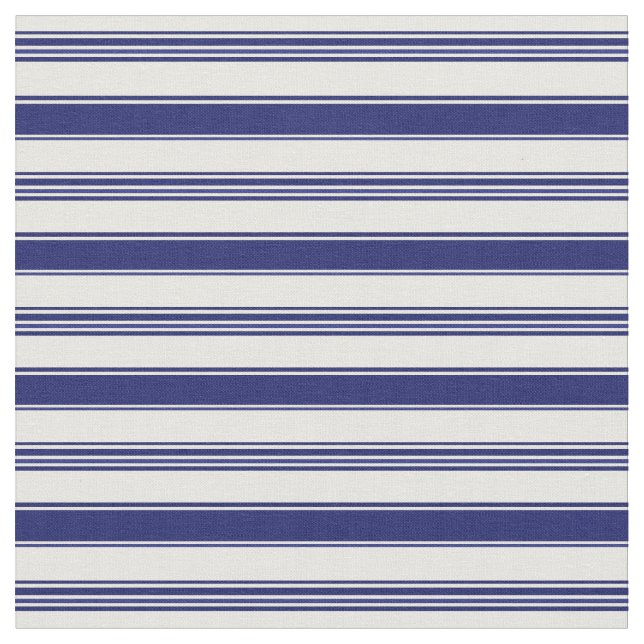 Sailor Blue & White Beach Stripes (small scale) Fabric (Close Up)
