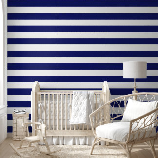 Sailor Blue & White Stripes (large scale) Wallpaper