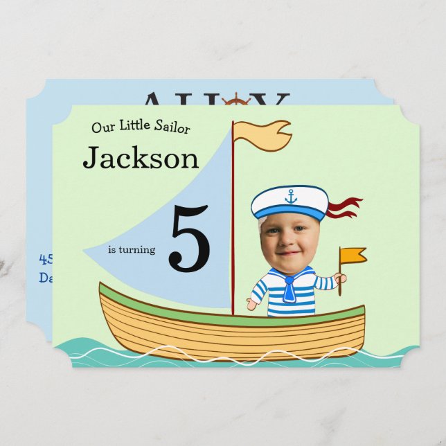 Sailor Boys 5th Birthday Invitation (Front/Back)