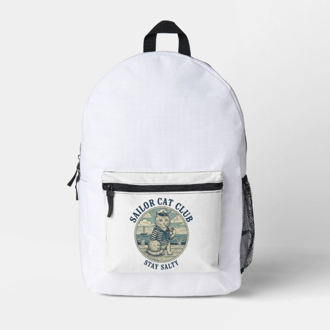 Sailor Cat Club Printed Backpack (Front)
