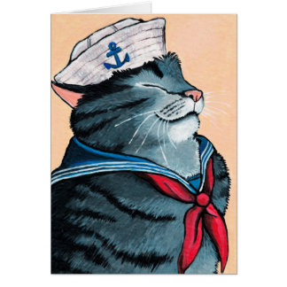 Sailor Cat Nautical Tabby Cat Painting