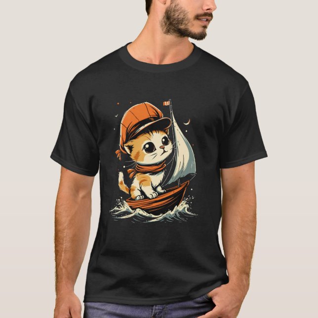 Sailor Cat on Sailing T-Shirt (Front)