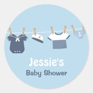 Sailor Clothes Nautical Baby Shower Classic Round Sticker