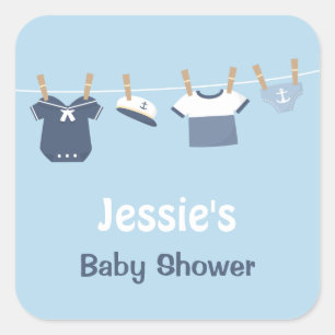 Sailor Clothes Nautical Baby Shower Square Sticker