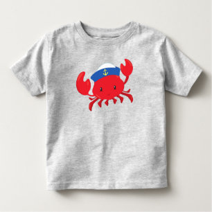 Sailor Crab, Cute Crab, Sailor Hat, Sailing, Sea Toddler T-Shirt