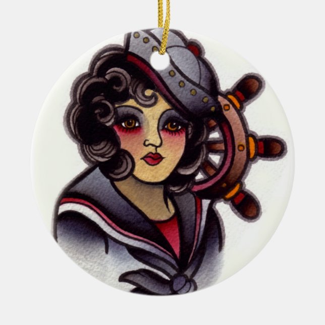 sailor girl ceramic tree decoration (Front)