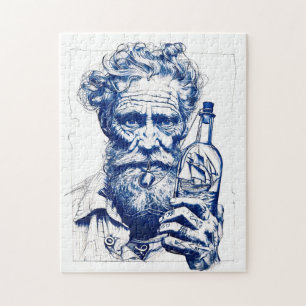 Sailor Holding Bottle Containing Small Model Ship Jigsaw Puzzle