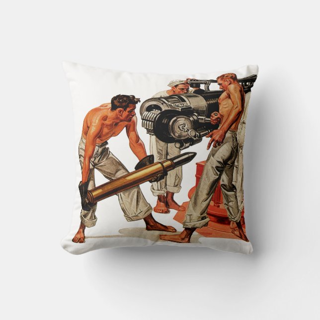 Sailor Hunks Loading the Big Gun Cushion (Front)