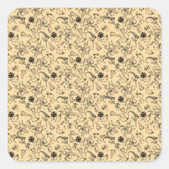 Sailor Jerry Pattern Square Sticker (Front)