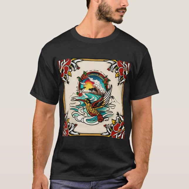 Sailor Jerry Vibes - Tropical Tattoo Art T-Shirt C (Front)