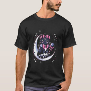 Sailor Meow Cat Sitting On The Moon Space Gothic H T-Shirt